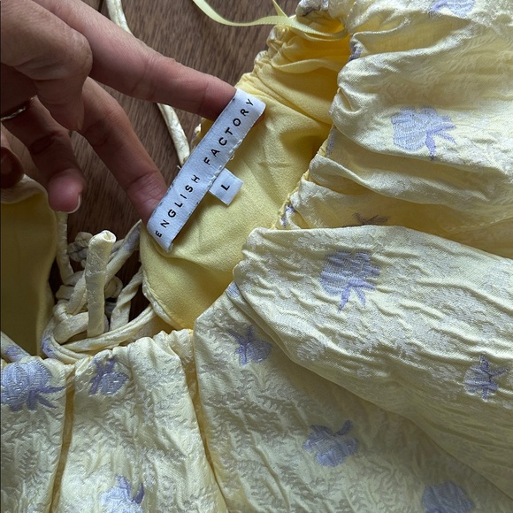 English Factory Light Yellow Blouse with Floral Design - Picture 2 of 3